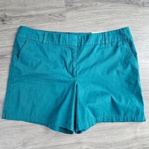 Loft Outlet Womens 6 Inch Chino Shorts Teal Blue Green Cotton Size 16 NWT